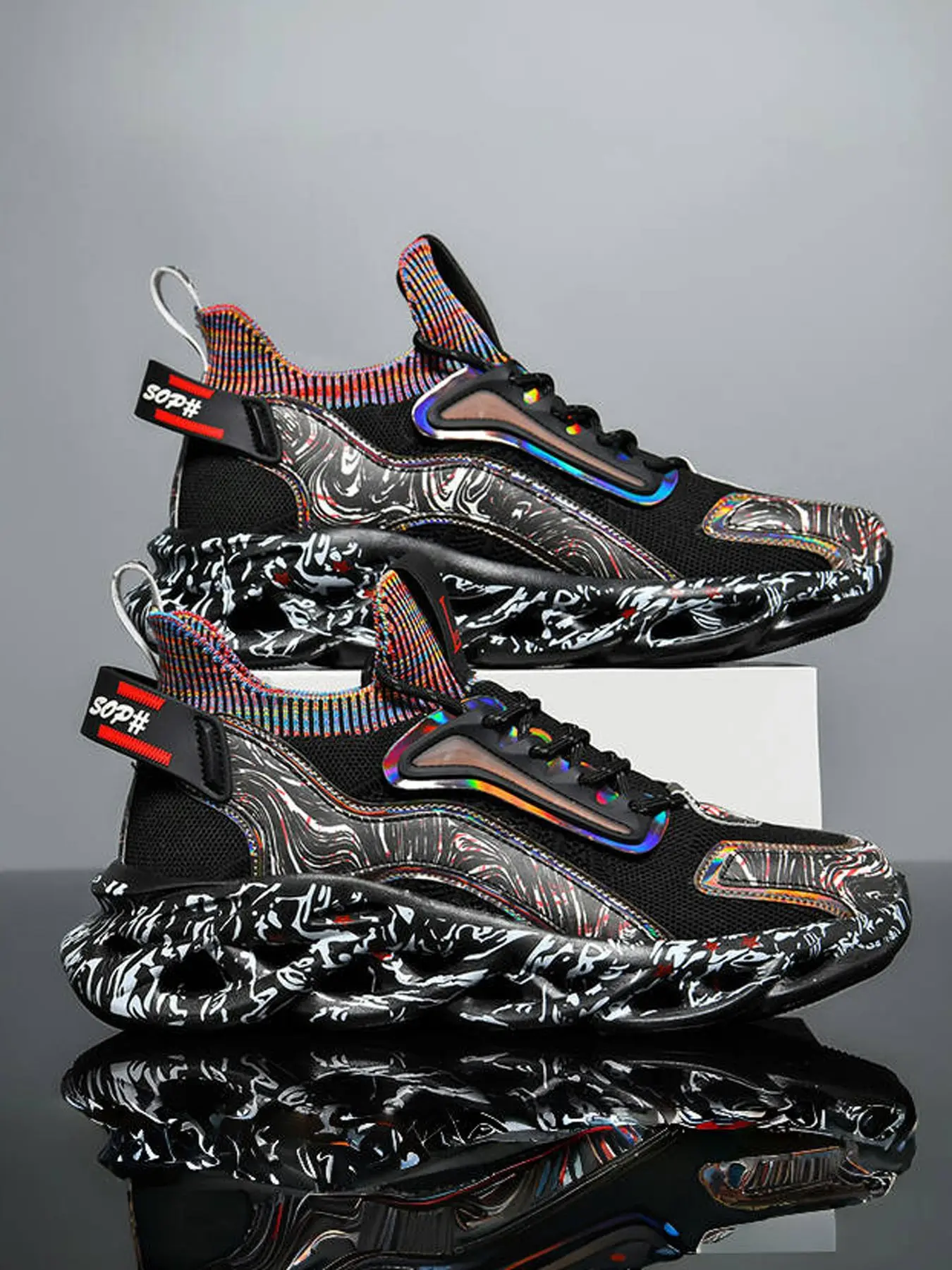 Men's Blade Shoes, National Trend Thick Sole Dad Sneakers, Breathable Mesh Running Shoes, Height Increase Anti-Slip Sport Casual Shoes, Platform Running Shoes, Sporty Running Shoes, Sports Shoes, Trendy Running Shoes