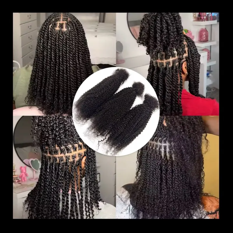 30g Afro Kinky 100%Human Hair Bulk Extensions - Double Drawn, Double Weft, Real Hair Extensions for Braiding, Mini Twist, Microlocs, Hot Braids Deep Wave