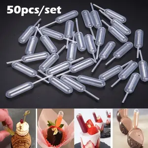 50pcs 1.35oz Disposable Plastic Transfer Pipettes - Clear Precision Squeeze Droppers for Cake Decorating, Desserts, Chocolate Strawberries & Layered Treats, Cake Baking Supplies
