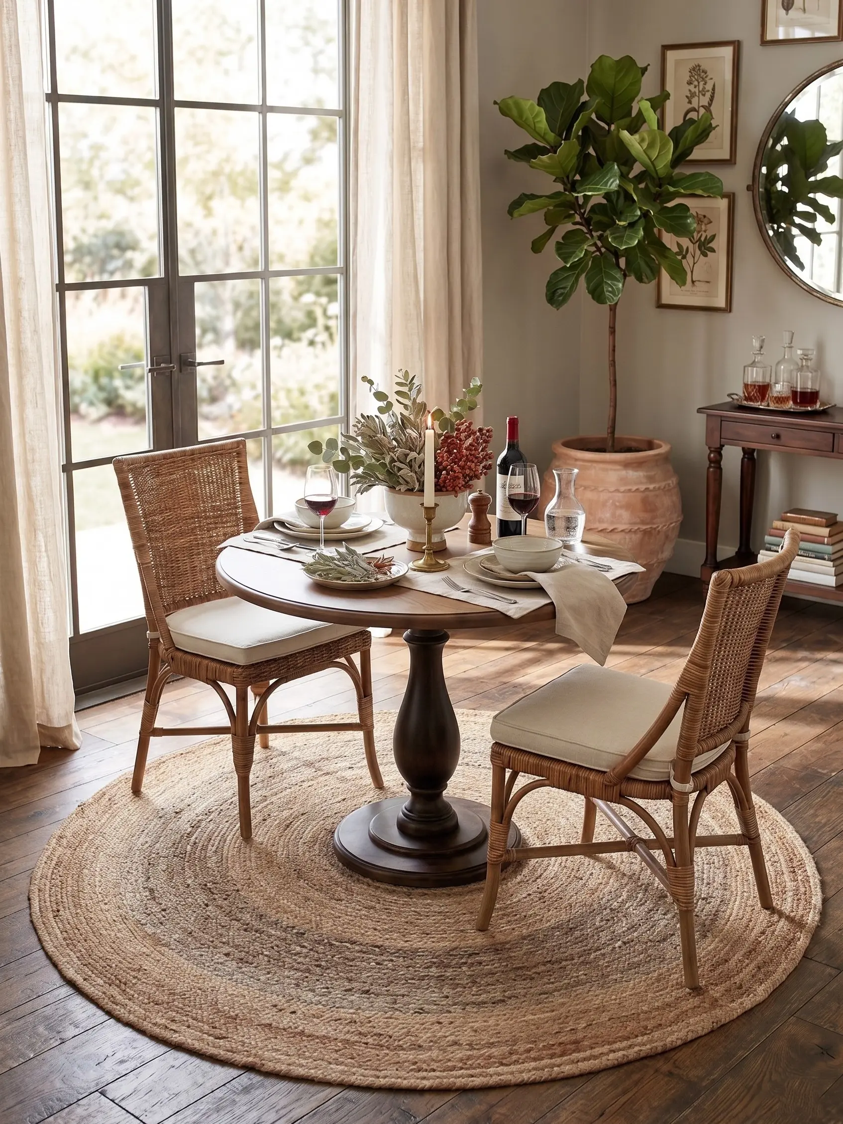 Ravelle Farmhouse Striped Hand-Braided Jute Indoor Round Area Rug