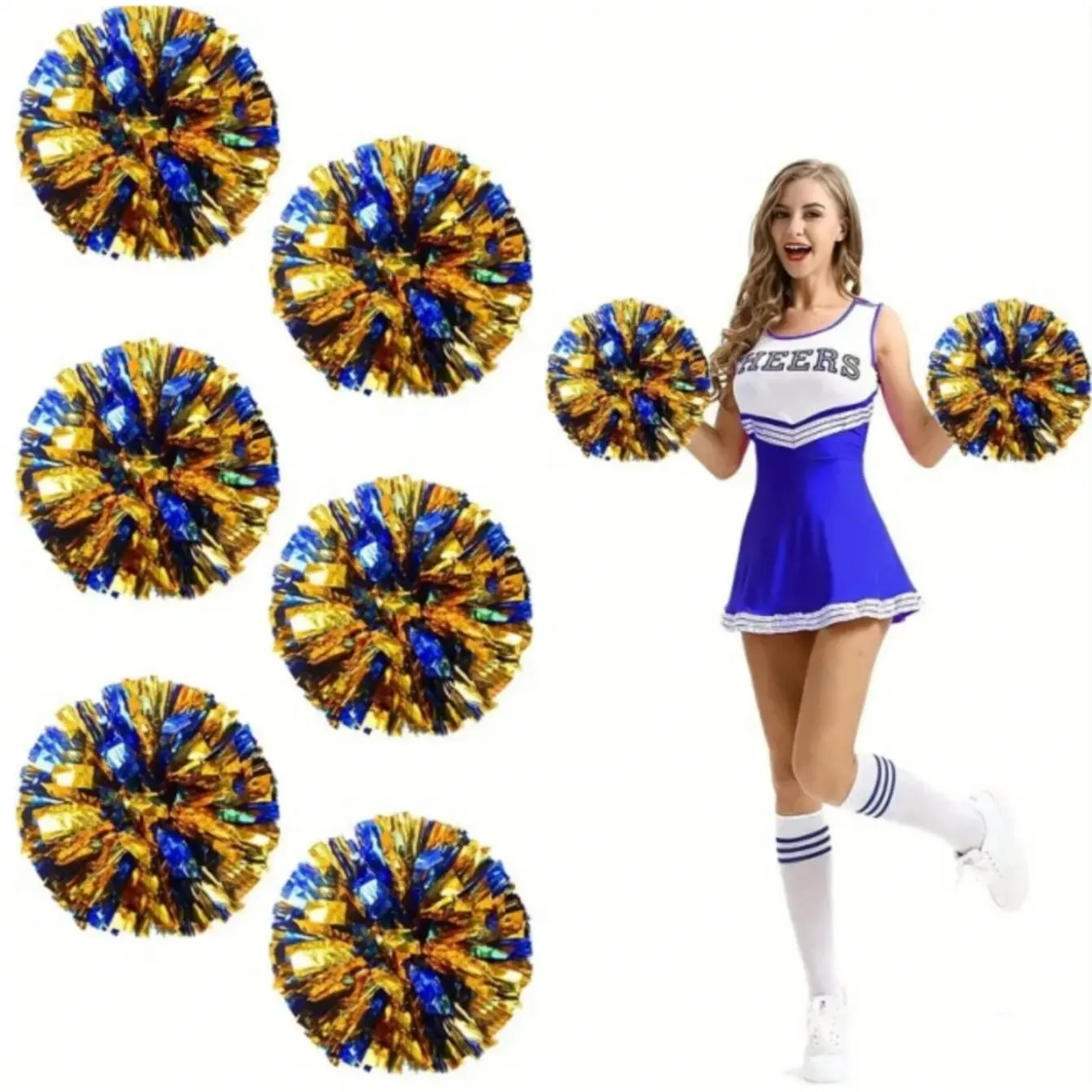 Blue Cheerleading Pom Poms, Sports Event Dance Performance Props, School Spirit Accessories, Perfect for Team Events, School Functions, Sports Meet