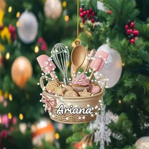 [XMAS DECOR] Personalized Baking Basket Ornament | Custom Name Baker Gift | Kitchen Christmas Decor | Cupcake & Cookie Lover Keepsake