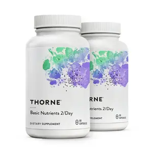 Thorne Basic Nutrients 2/Day Multivitamin Supplement with Vitamin D3 K2 Magnesium Zinc for Heart Brain Immune Skin Health Methylated B Complex Essential Aminos Healthy 60 Capsules