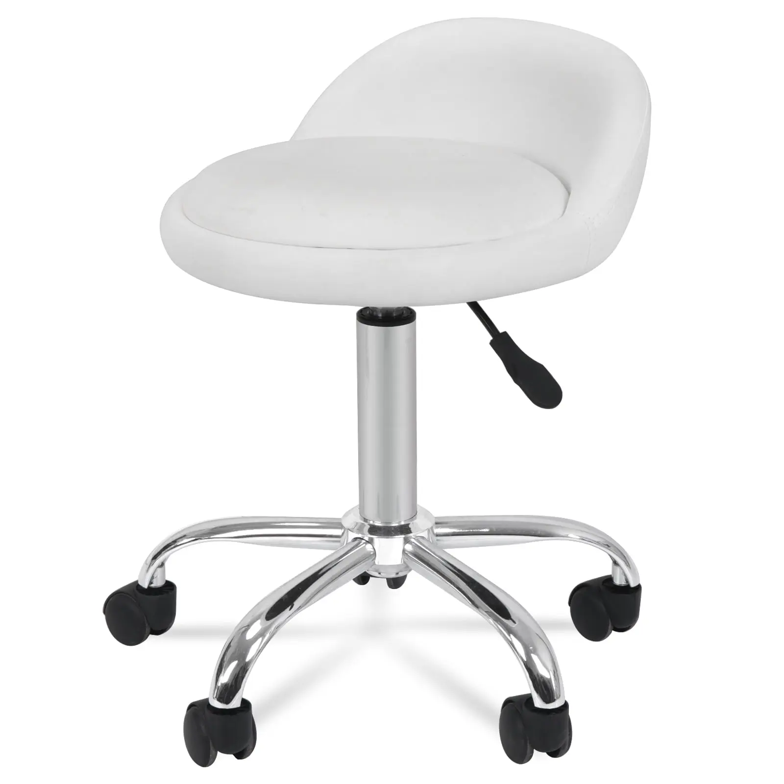Segawe Adjustable Rolling Swivel Salon Stool Chair, Ergonomic White Spa & Commercial Office Furniture Stool with Backrest Support, Height Swivel Chair, Ergonomic Office Chair