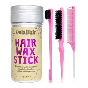 4-Piece Set: Mini Hair Wax Stick + 3-Piece Comb Kit — Smoothing Stick for Hair Control & Styling; Ideal for Flyaways, Curly Hair, and Wigs; Non-Greasy Smoothing Product; Unisex Hair Combs Hair Grooming Brush