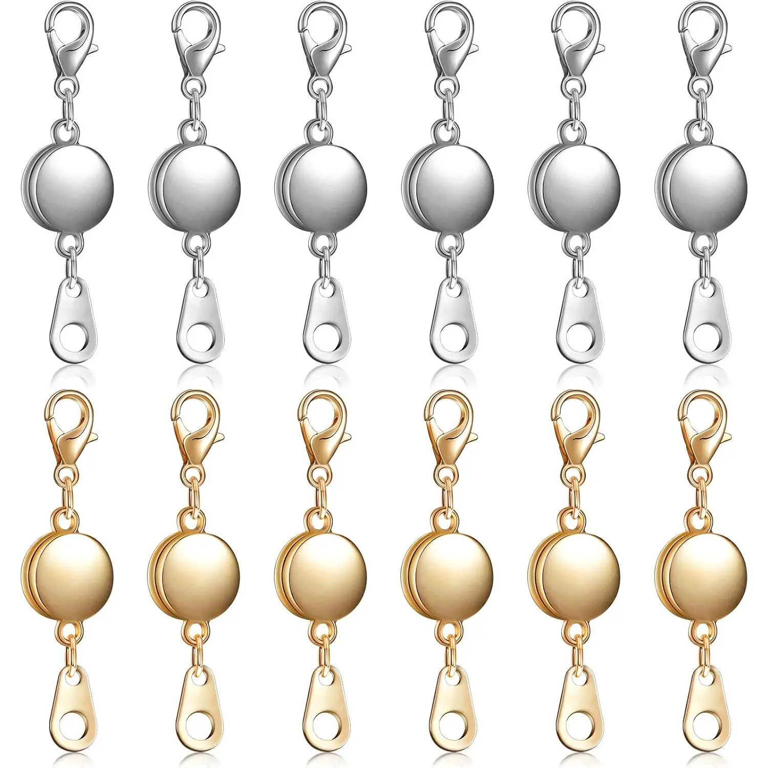12-Piece Round Magnetic Jewelry Clasps, 3-Color Metal Locking Bead Connectors for DIY Necklace and Bracelet Making, with Box, Metal Clasp, Round Shape, Beads And Accessories, Diy Jewelry, Jewelry Making