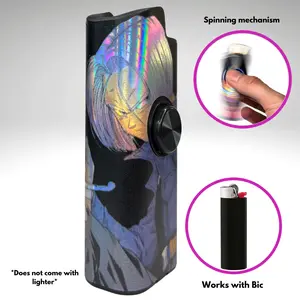 FLKR LYTR: "Future T"  Portable Durable Fidget Spinner Lighter Case Accessory for Bic Lighters, High-Quality Polypropylene Body, Matte Finish