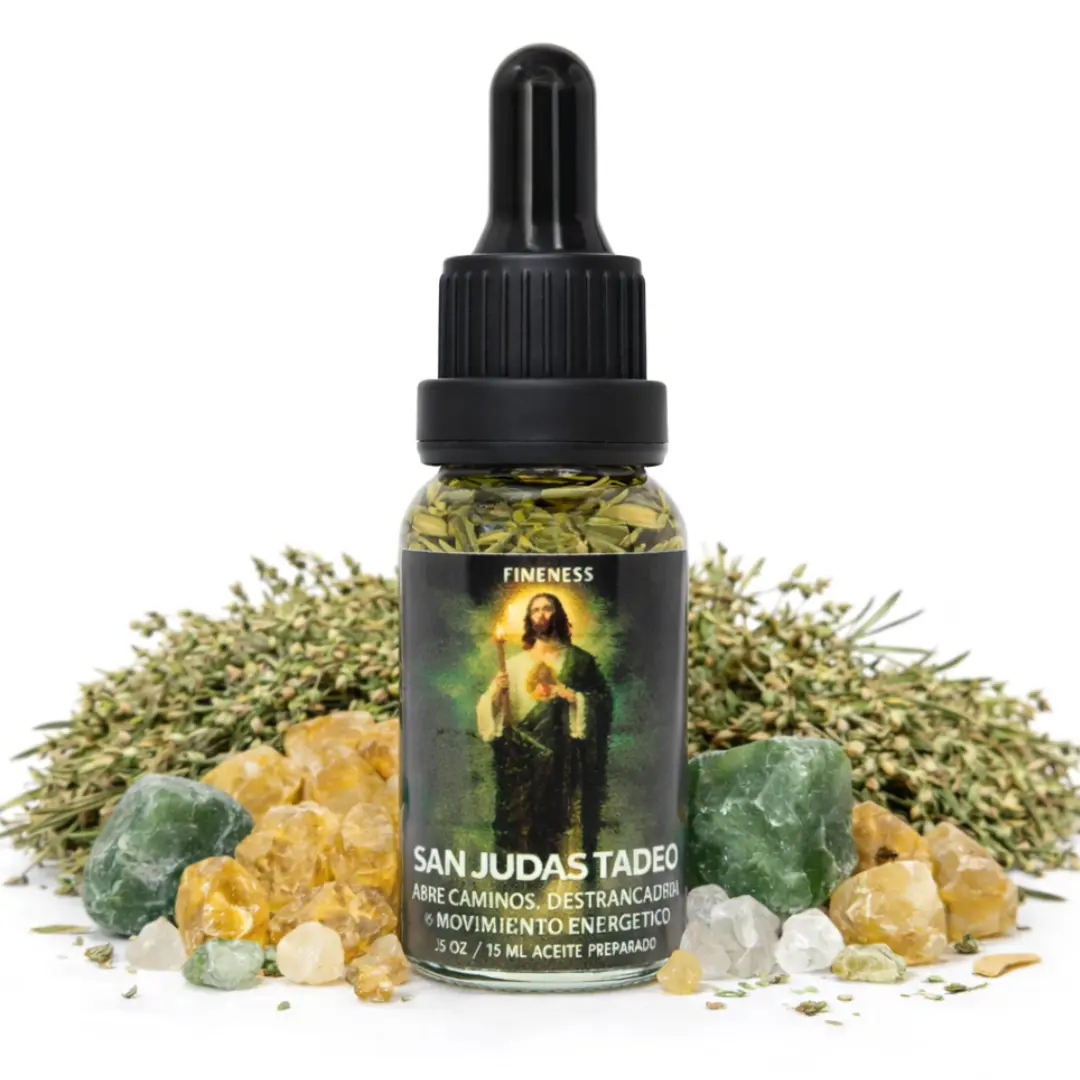 FIMENESS - SAN JUDAS TADEO (ST. JUDE) CRYSTAL & HERB INFUSED SCENTED OIL DEVOTIONAL PRACTICES