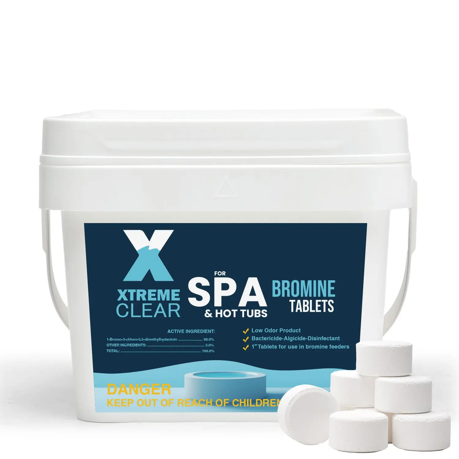 Xtremeclear 1-bromine Tablet (5lb) - NSF-Certified Chlorine-Free Sanitizer, Consistent Low-Odor Water Care Pool Chemical, Family-Safe Spa Jacuzzi Floater Cleaner
