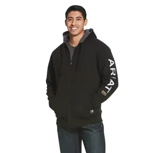 10027833 Ariat Men's Rebar All-Weather Full Zip Hoodie - Black