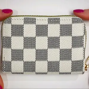 Stylish White Patterned Card Zipper Wallet