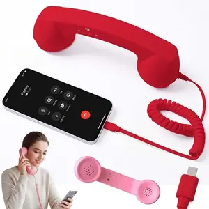 Retro Phone Handset,2026 New Retro Style Type-C Phone Handset,Type-C Retro Telephone Wired Handsets Style Landline Handle Receiver for Cell Mobile Video Conferences,Calls,Meetings