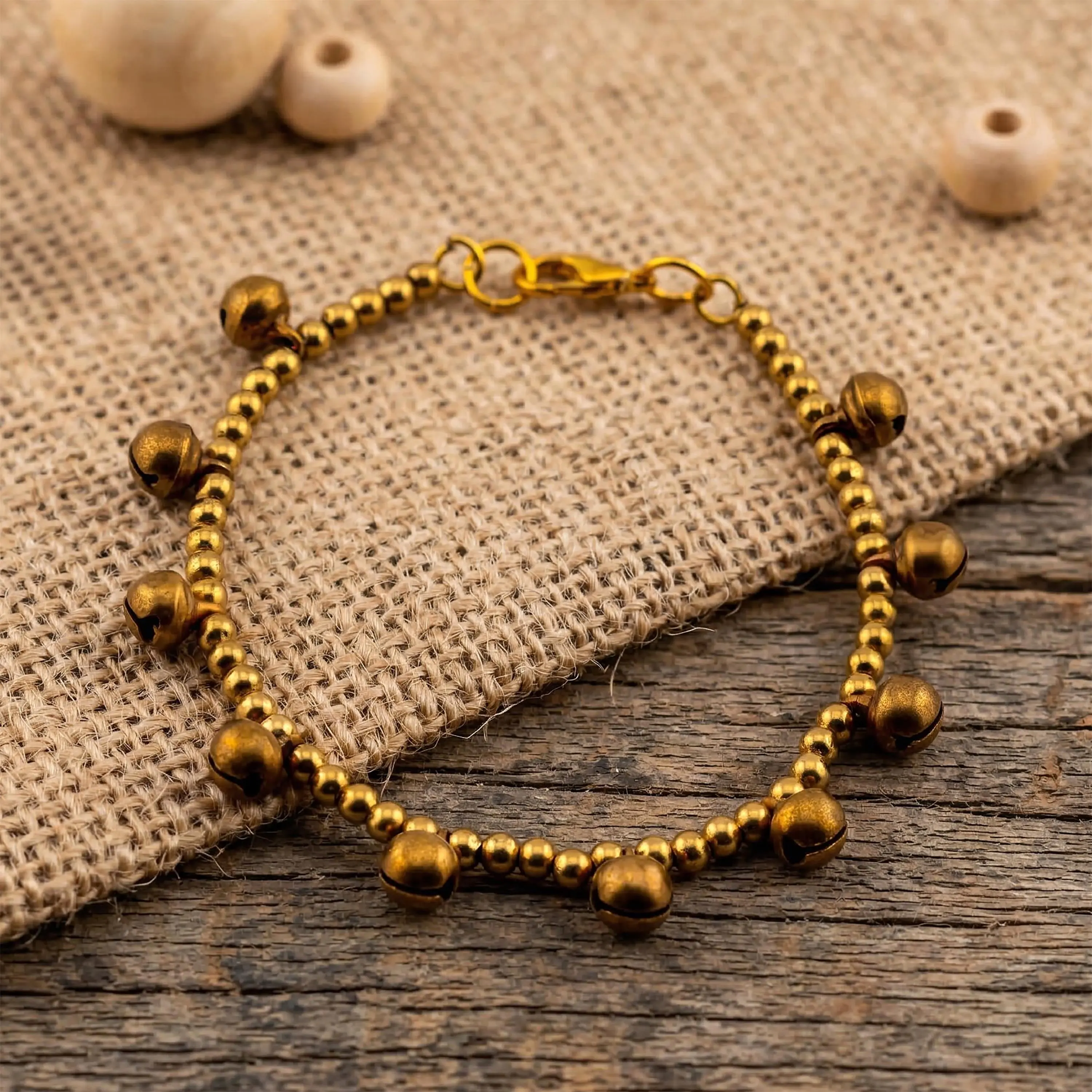 Thai Brass Bell Bracelet for Women, Monk Blessed Spiritual Jewelry | Artisan Resonance