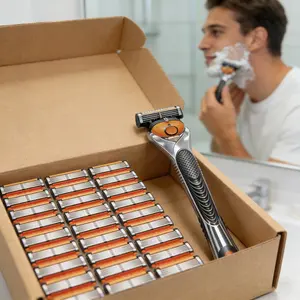 Men's Stainless Steel Razor Blade Replacement Kit - 48pcs Blades, 1 Handle, Sharp Lightweight Handheld Razor, Smooth Durable Men's Care Product for Daily Use, Ideal Gift for Sports & Outdoor Enthusiasts