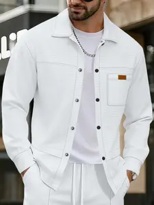 2026 New Men's Top, Ideal for Running, Waffle Set, Button Front, Casual Classic Long Sleeve Shirt, Spring Summer Fall Fashion, Christmas Gift