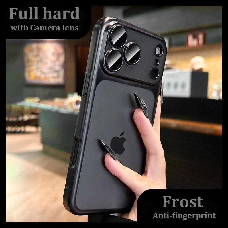 ECANCASE New Fashion Luxury Hard Thin Matte Smartphone Casing for iPhone 12/13/14/15 Pro Max/16 Plus/17 Pro Max/17 Air, Shockproof Cellphone Cover with Camera Lens & Screen Protection, Frost Anti-Fingerprint Accessories