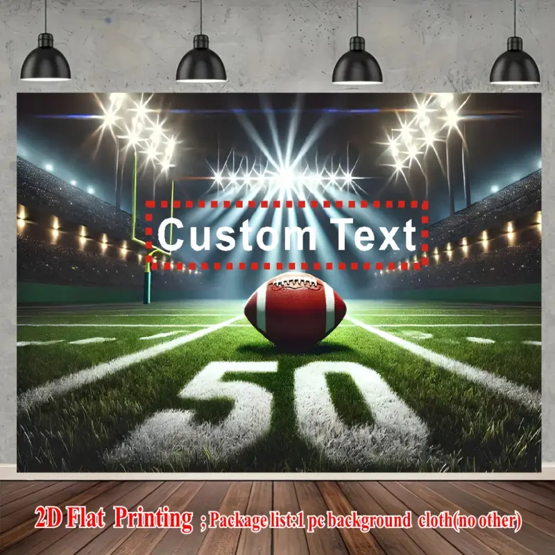 Custom 2D Flat Text Vinyl Sports Backdrop - 95g Durable Synthetic Polyester Wall Tapestry with Hook, All-Seasons Indoor Decor for Football Game Parties, Room Decor