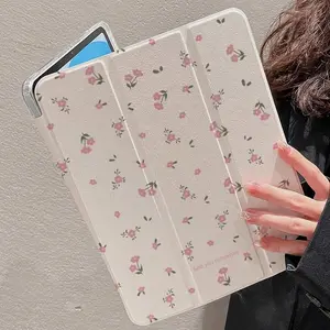 Transparent iPad Case with Foldable Stand, Lightweight Acrylic Cover for iPad 7/8/9, Cute 'see You Tomorrow' Design