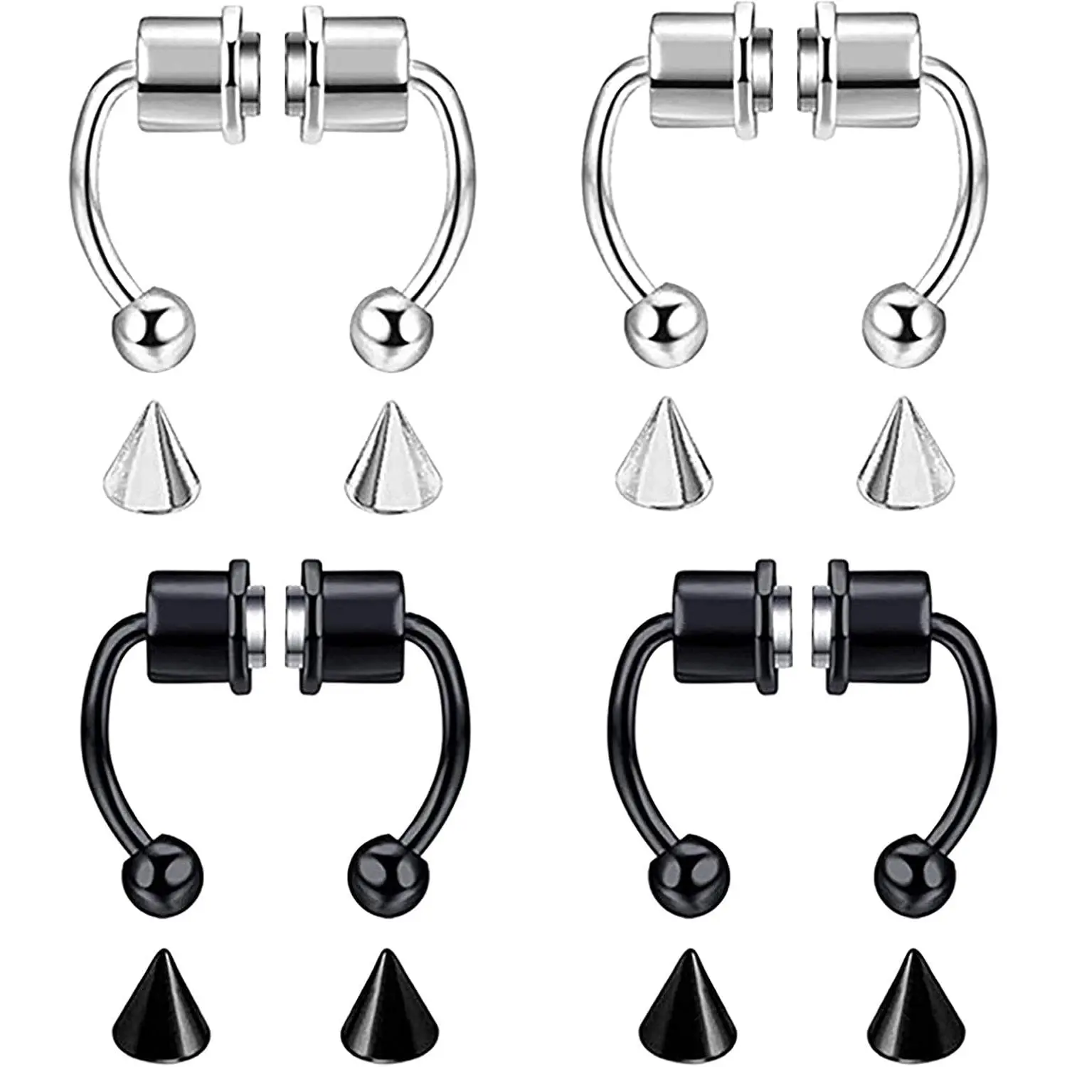 Women's Non-Piercing Magnetic Septum Nose Ring - Stainless Steel, Nickel-Free 16g Hoop, Reusable Fake Body Jewelry for Valentine Gifting, 0.12in Inner Diameter, Magnet Alignment Design, Ideal for Husbands, Birthdays, 0.12 Inch, Align The Magnets On Both S
