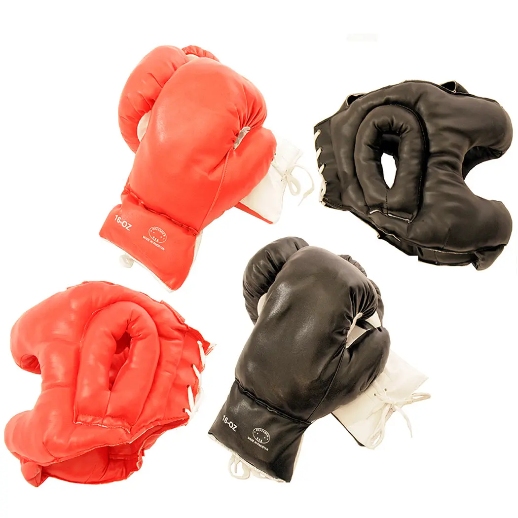 Last Punch Boxing Set 2 Pairs Gloves & 2 Head Gears Protective Training Gear Kit for Boxing & MMA