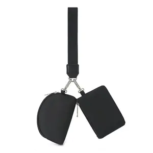 Keychain Wallet Mini Zip Around Wristlet Wallets for Women Detachable Dual Pouch Wristlet Portable Coin Purse Small Wallets