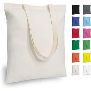 TOPDesign 12-Pack Economical 16"x15" Cotton Tote Bags, Lightweight Medium Reusable Grocery Shopping Cloth Bags, Suitable for DIY, Advertising, Promotion, Gift, Activity