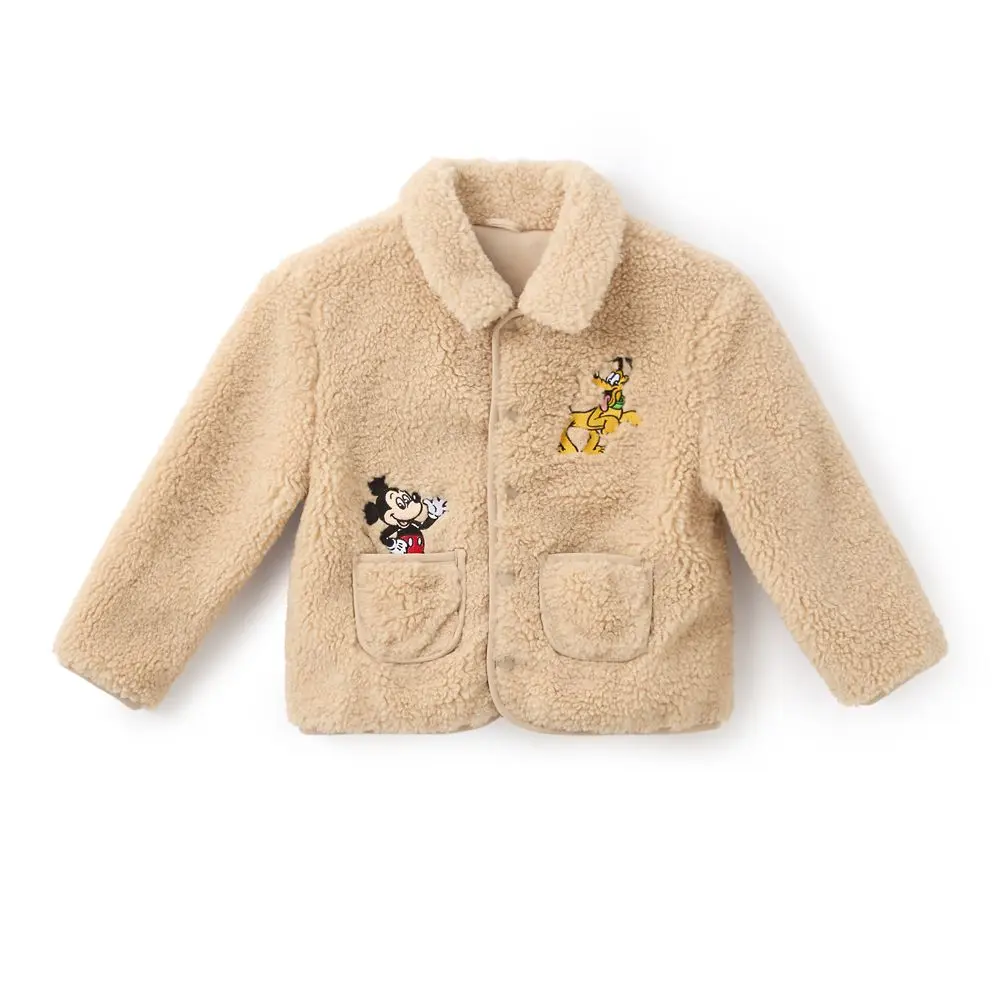 Disney Store Mickey Mouse and Pluto Faux Shearling Jacket for Kids