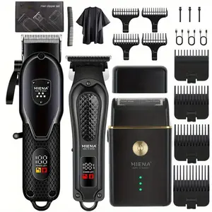 2/3 men's professional hair and beard trimming set-cordless scissors with LED display, precision trimming set, USB rechargeable, suitable for family, perfect holiday gift, Hair Trimmer Set