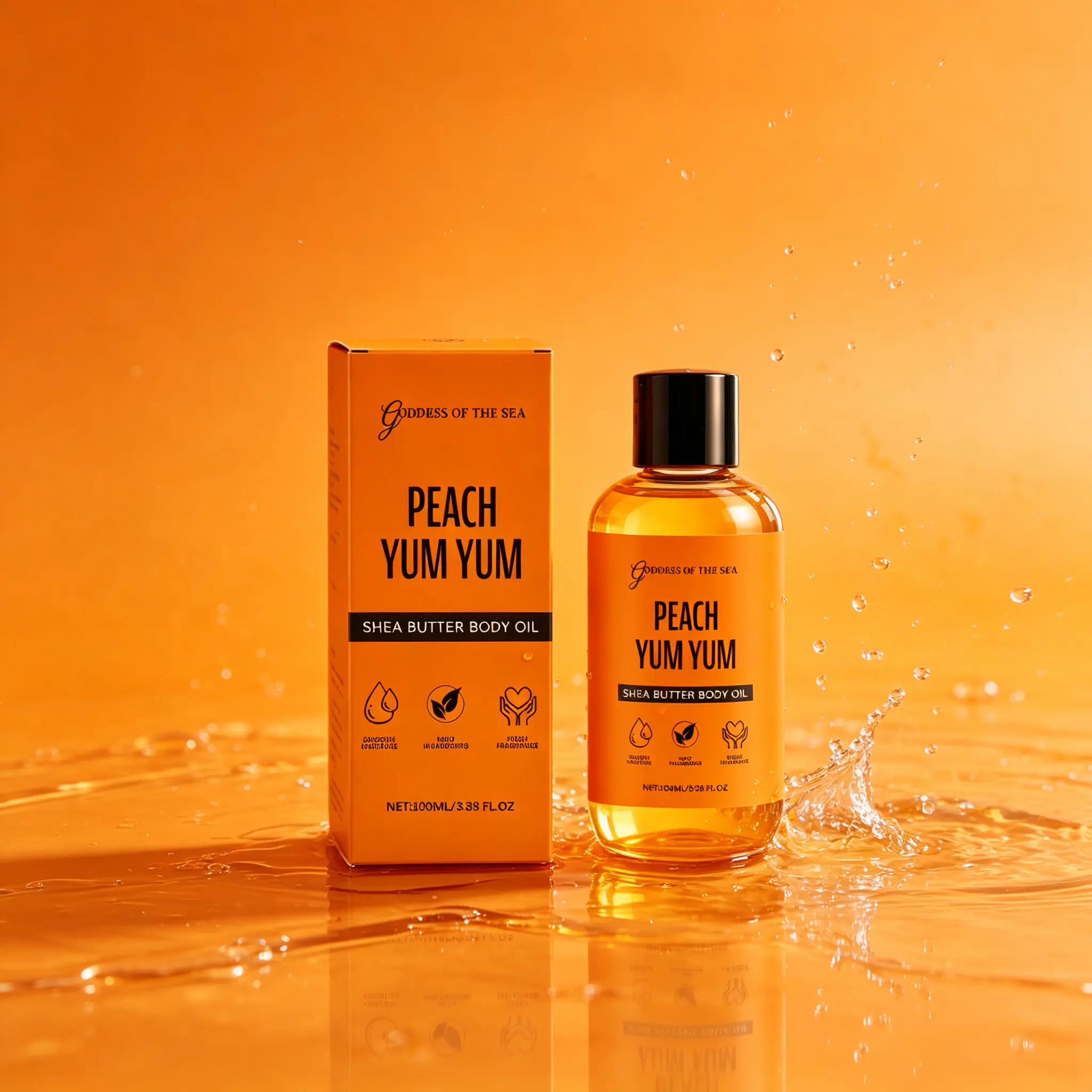 Peach Yum Yum Body Oil 100ml - Lightweight Nourishing Body Care Moisturizer with Shea Butter, Peach Aroma Cosmetic Oil for Daily Soft, Smooth Skin, Hydrating, Fragrance, Smooth Skin Routine, Bath Body Oils