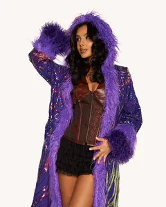 Rave Royalty Faux Fur Sequin Coat