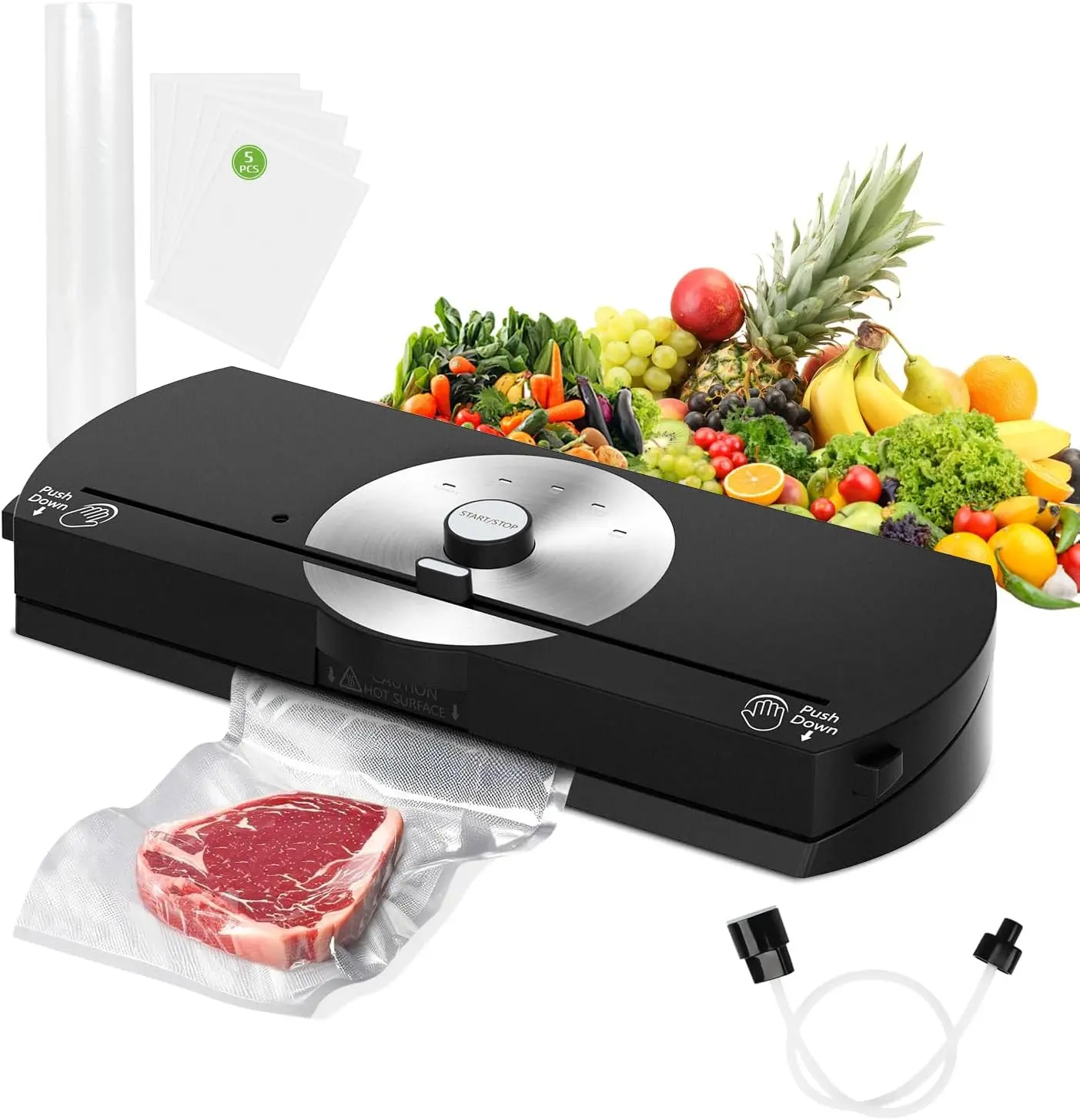 6-in-1 Commercial Grade Vacuum Sealer Machine - Automatic Vacuum Packing Seal with Dry & Moist Modes, Sous Vide Compatible, Modern Design for Food Preservation Solutions