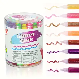 TBC The Best Crafts 30-Count Washable Glitter Glue Pack(11.16oz), Non-Toxic Sparkle Glitter Glue Pens for Kids, Glitter Writing Glue Pens for Arts and Crafts Projects, Classroom Posters,summerwins