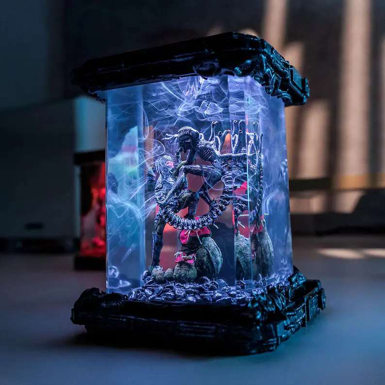 Epic Xeno.morph and Pre.dator Resin Diorama, Handcrafted Alien Sci-Fi Horror Ornament, Movie Battle Figurine, Aesthetic Room Desk Decor Gift