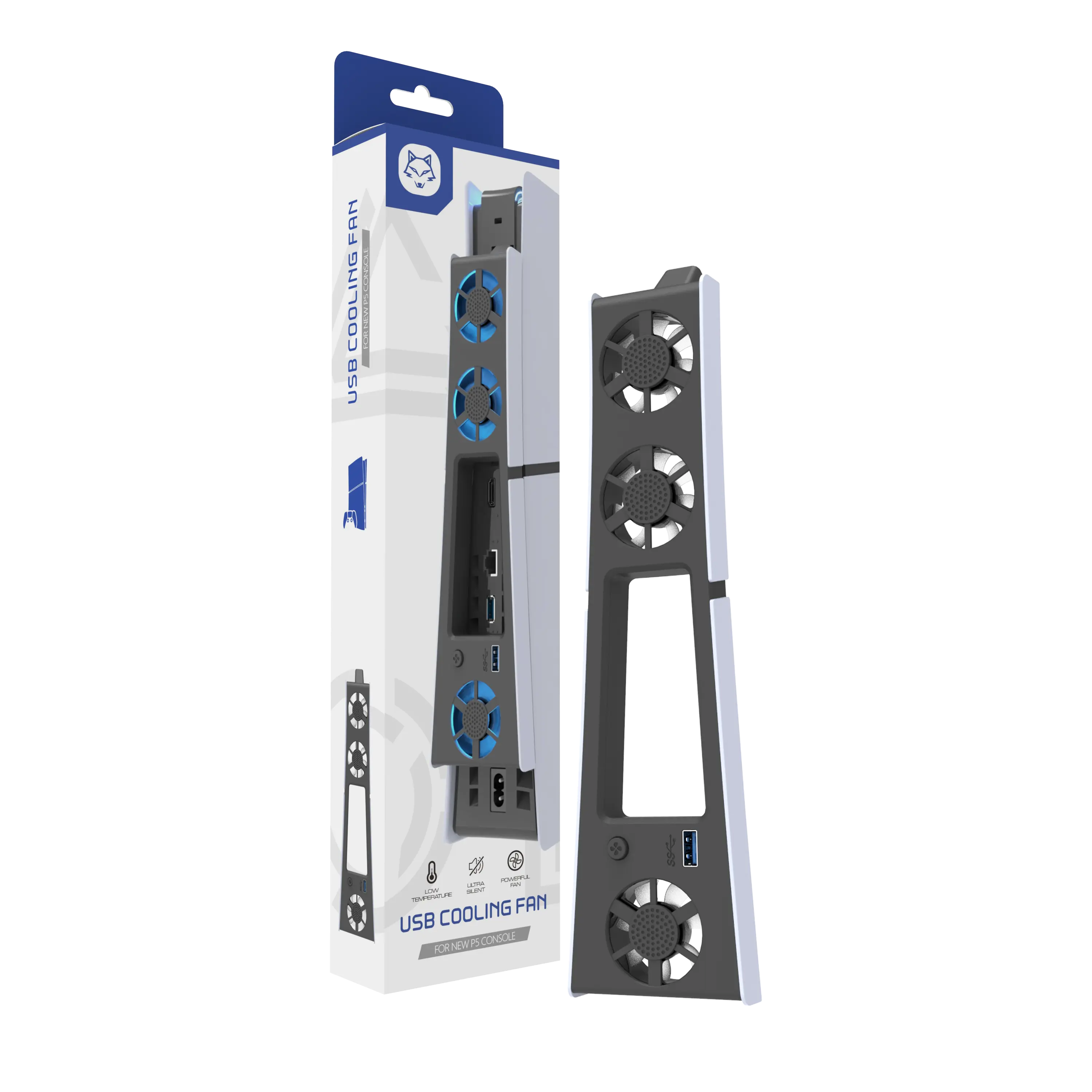 PS5 Slim Ultra-Thin Cooling Fan - 3 Fans, USB 3.0 Interface, Strong Airflow, Silent Cool, Enhances Cooling Efficiency, for Digital/HDD Versions, Essential Gaming Accessory, Computer Peripherals