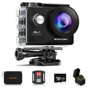Apexcam Action Camera 4K with 64G SD Card Sports Camera 20MP 131FT Waterproof Underwater Camera 170°Wide-Angle WiFi Camera with 2.4G Remote Control, 2 Batteries, Mounting Accessories Kits actioncam