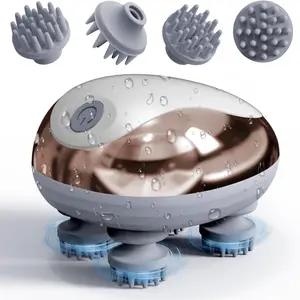 Electric Scalp Massager, Portable USB Silicone Scalp Massage Device with 4 Removable Massage Claws, 3 Adjustable Modes, Body Massage Tool for Deep Relaxation, Scalp Scratcher Massager Brush, Cat Dog Massager