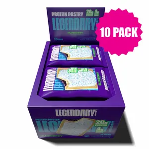 Legendary Foods Blueberry Protein Pastry - 20g Protein, 5g Net Carbs, Gluten-Free, Keto Friendly Snack, 180 Calories, Ready-to-Eat or Microwaveable - 10 pack