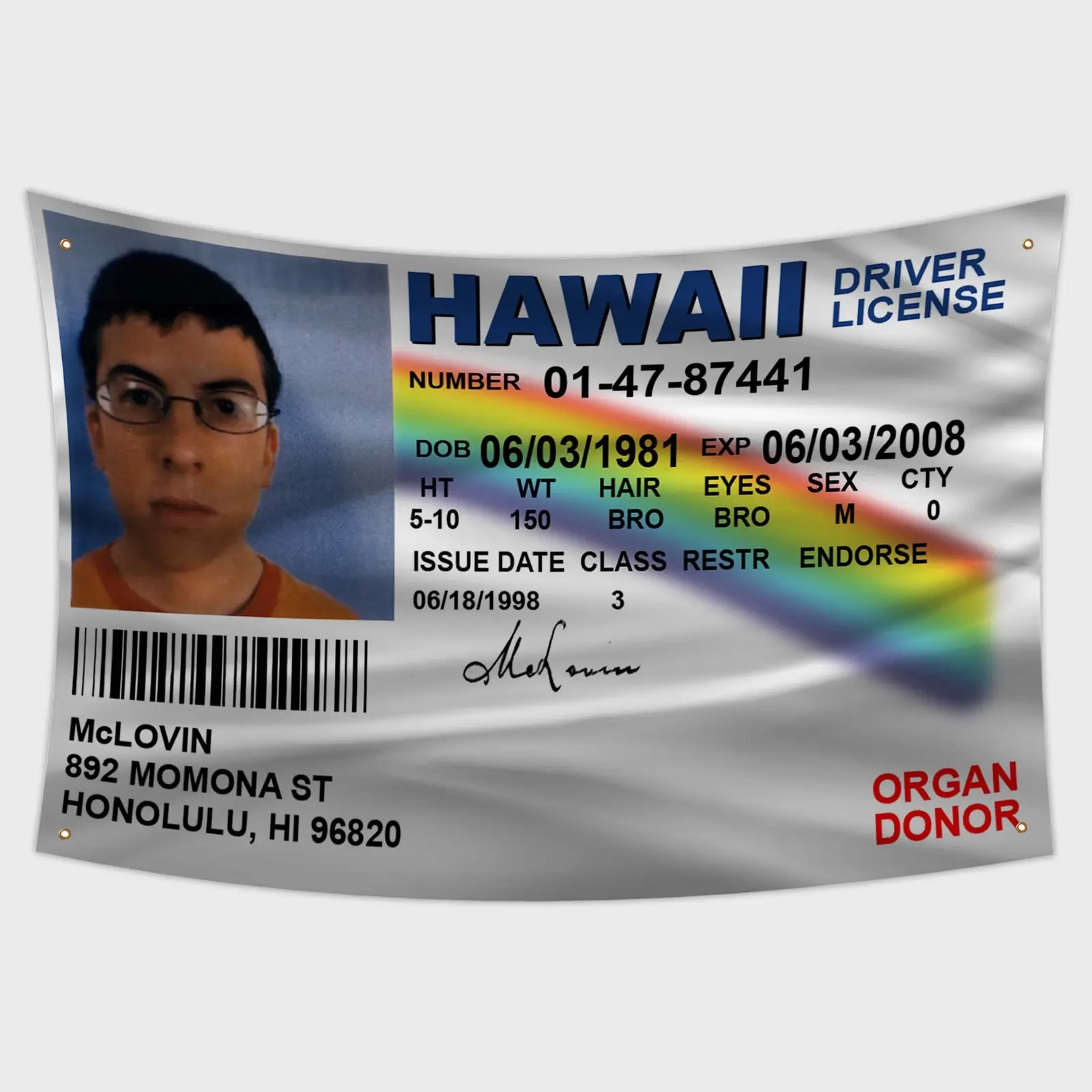 [Made in US] McLovin Superbad Flag 3x5 Ft Funny Meme Dorm Room Wall Tapestry