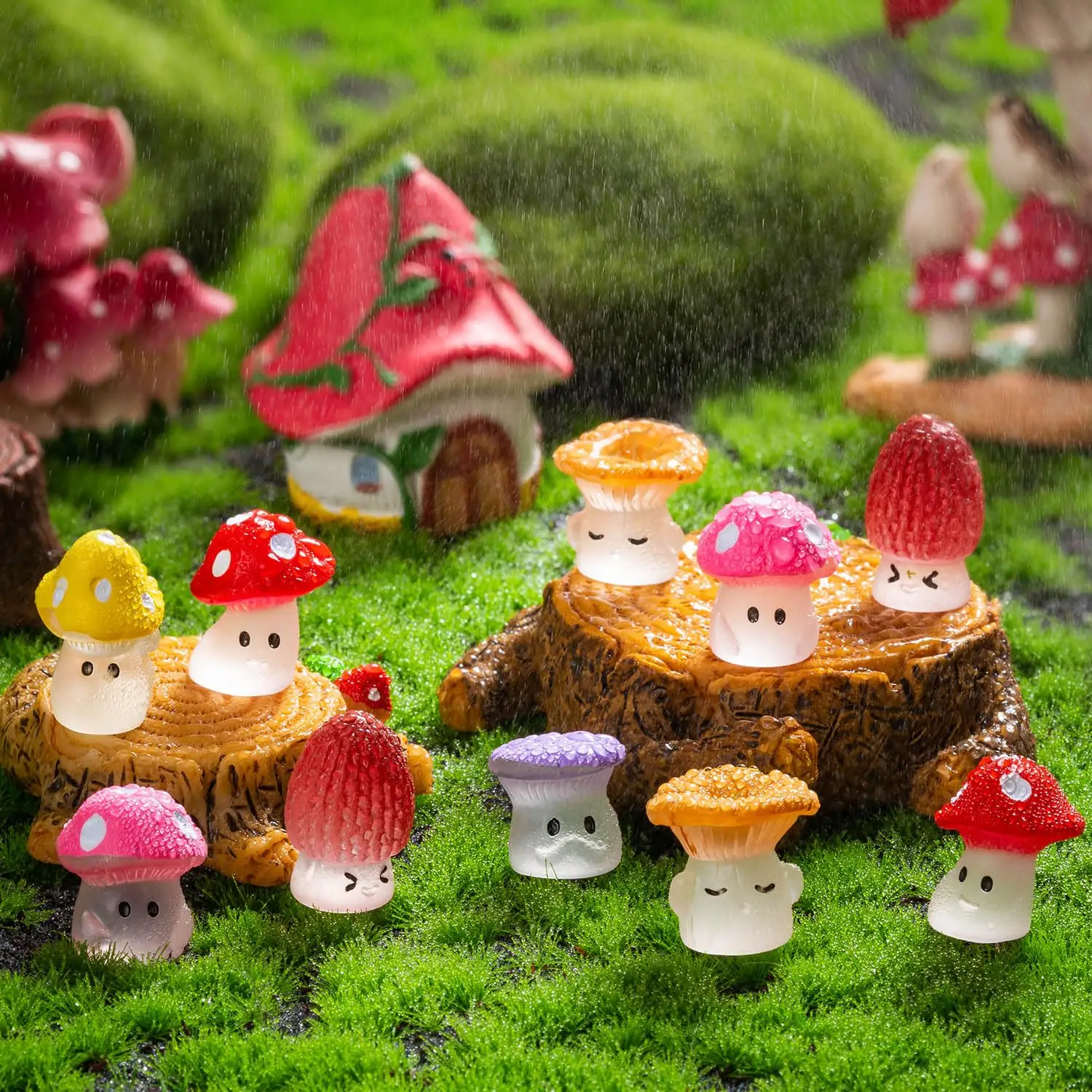 Mini Mushrooms DIY Toy, Cute Resin Tiny Mushrooms Statue Fake Miniature, Fairy Garden Terrarium Accessories, Decor Micro Landscape Craft, Specialty DI