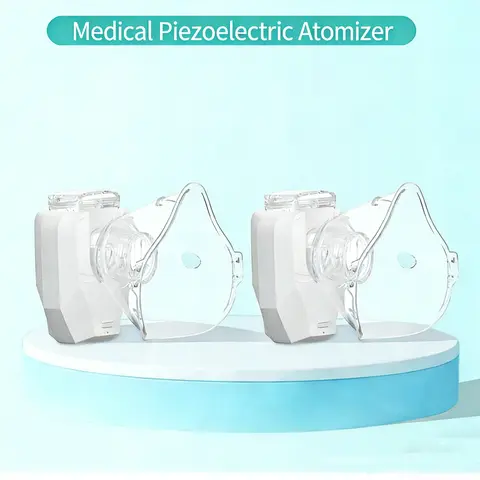 2PCS USB Rechargeable Handheld Mesh Nebulizer - 200mA Built-in Lithium Battery, Adjustable Compact Personal Facial Humidifier Nebulizer with Face Mask for Home, Travel (Beauty & Personal Care Device)