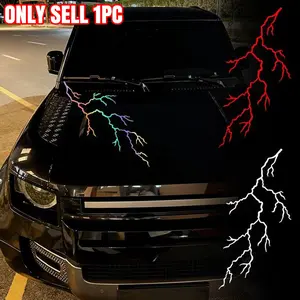 1PC Lightning Crackle Car Hood Sticker, Sporty Style, Waterproof and Sunproof Self-adhesive Vinyl Graphic Decal, Car Decals, Suitable for Car, Truck, Van, SUV Hoods and Bodies, for Cool Vehicle Modification, Vehicle Exterior Decoration