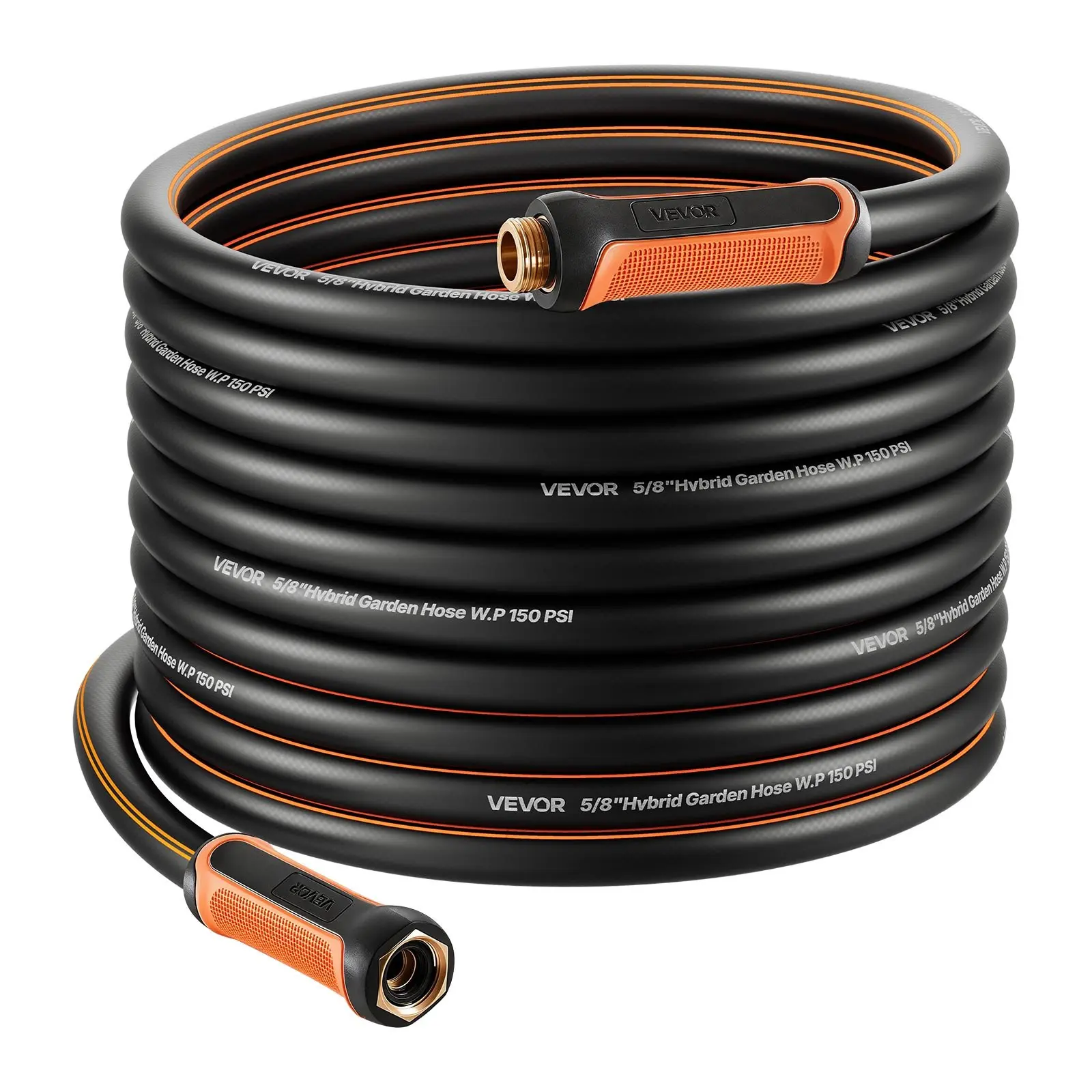 VEVOR Durable Hybrid Garden Hose, 75 ft 5/8" Outdoor Heavy-Duty Hose with 4-Layer Reinforced Durable Structure, 150 PSI Working & 600 PSI Burst Pressure, Lightweight for Gardening, Durable Garden Hose, Hybrid Hose