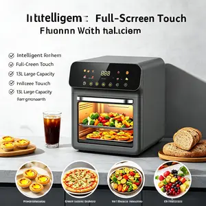 1pc Family Smart Air Fryer Oven, Touch Screen Visible Window, Stainless Steel Non-Stick, Low Oil Healthy, Multifunctional for Roasting Baking Frying, Countertop French Fries Maker for Home Kitchen Daily Use Glass