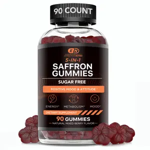 Effective Nutra Saffron Gummies 5in1 Formula with GABA St John's Wort & Passion Flower for Energy Metabolism Mood Sugar Free Natural Berry Flavor 90 Count