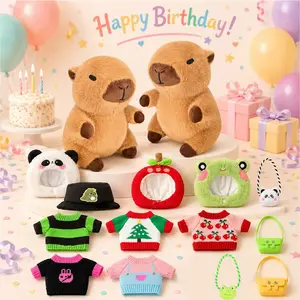 soft adorable huggable Capybara kawaii plush Set with Outfit Accessories - kids Stuffed Animal Gift with Sweaters, Hats, Mini Bags - Cute Dress-Up Toy for Room clothing decoration , father day Gift Giving girlygifts romantic occasion perfect valentine