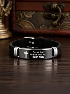 Inspirational quotes, Bible verses, Christian faith, silicone ID bracelet, religious gift, unisex, stainless steel, rubber, adjustable bracelet, Inspirational Jewelry