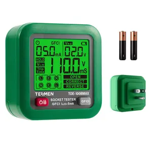 TESMEN TOE-100BMAX GFCI Outlet Tester with GFCI Trip Time Test, Backlit LCD, Data Hold, Voltage Tester, Receptacle Tester for Home & Daily Safety Checks #fathersdaygift