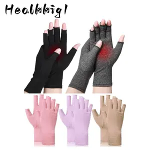 5 Pairs Unisex Fingerless Compression Gloves - Soft Knit Fabric,