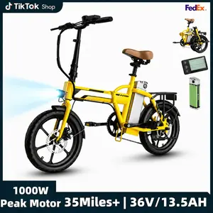 Electric Folding Bike, High Carbon Steel Frame, Equipped with 1000W Peak Motor, 48V 13.5AH Battery, 70KM Range, Dual Disc Brakes, Ideal for Heavy-Duty Outdoor Riding, Electric Bicycle ebike speed sport