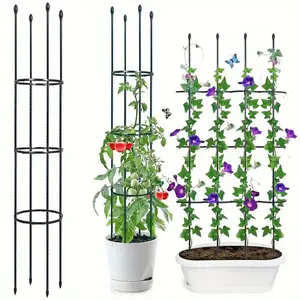Garden Trellis for Climbing Plants, Garden Obelisk Trellis, Sturdy Construction Plant Support Cages for Tomato, Vegetables, Rose, Bean, Flowers, Indoor/Outdoor Stackable Design Adjustable Plant Stakes